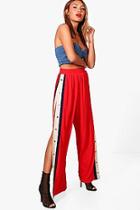 Boohoo Bella Sports Luxe Popper Relaxed Trousers