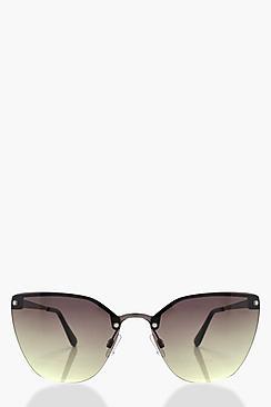 Boohoo Pheobe Black Oversized Frameless Sunglasses