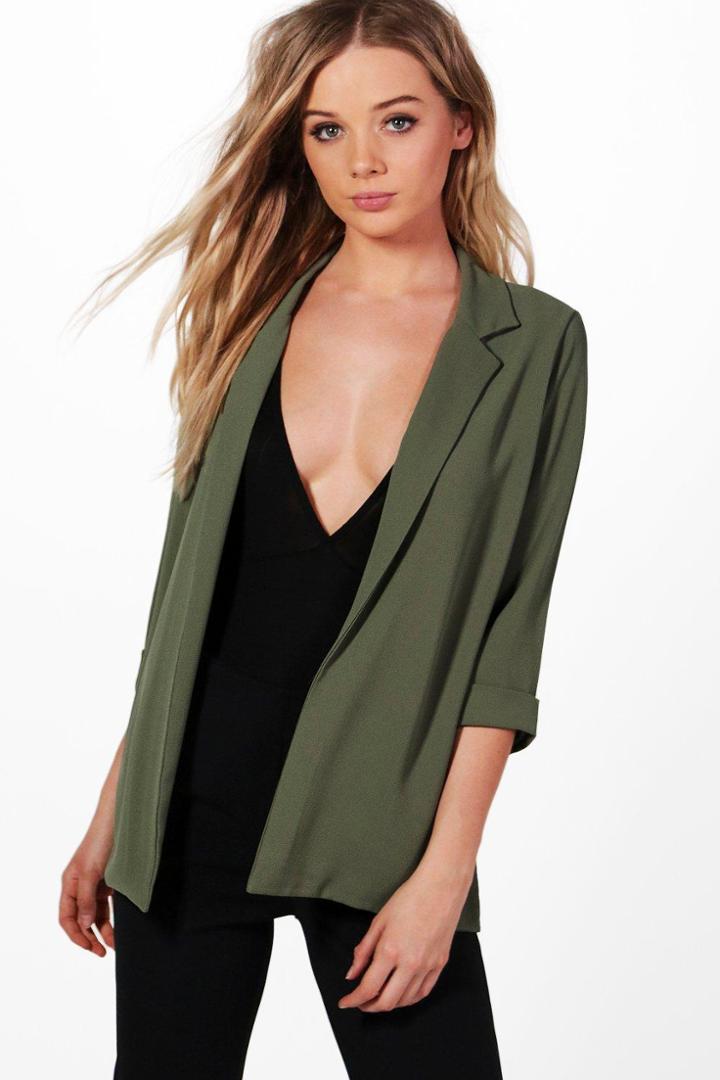 Boohoo Phoebe Woven Blazer Khaki