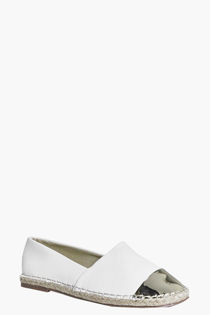Boohoo Emma Contrast Toe Cap Espadrille White