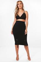 Boohoo Plus Caitlin Eyelet Detail Midi Skirt