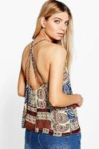 Boohoo Becca Multi Strap Back Paisley Woven Cami