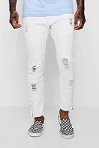 Boohoo Dele Skinny Fit Biker Jeans With Zipped Cuff