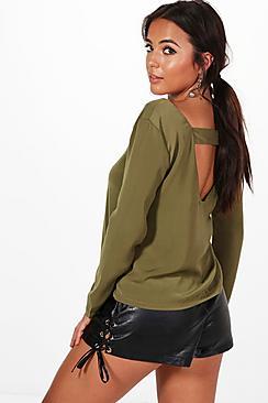 Boohoo Petite Molly Open Back Detail Blouse