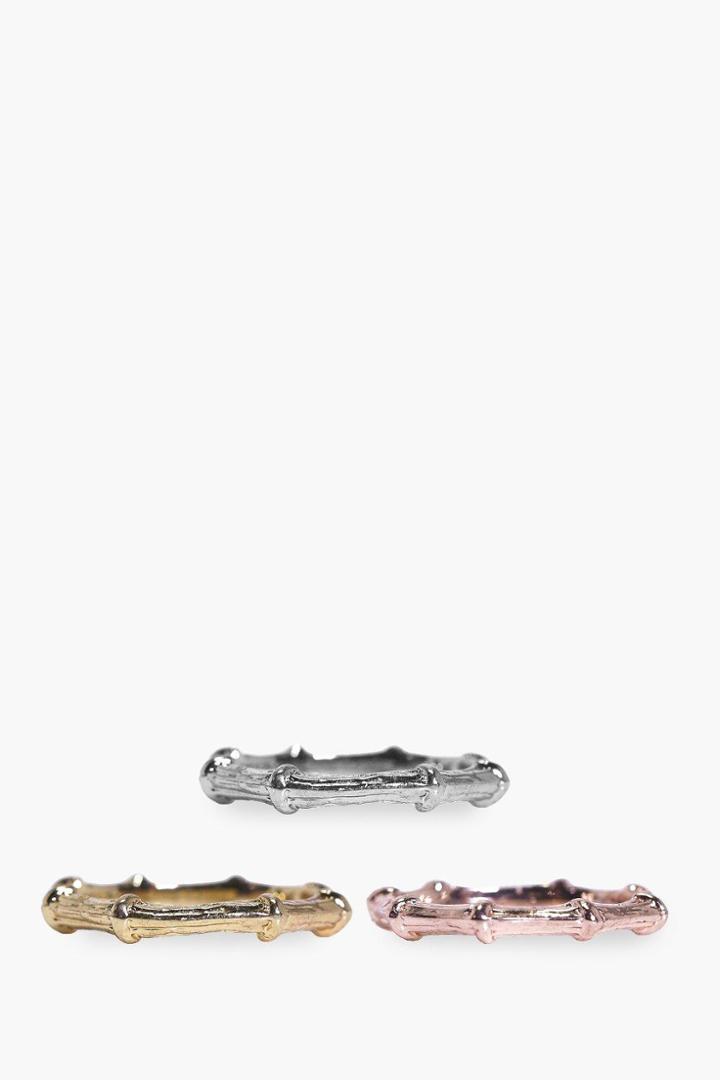 Boohoo Rose Mixed Metal Hexagon 3 Ring Pack Multi