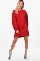 Boohoo Hollie Pearl Detail Extreme Sleeve Sweat Dress