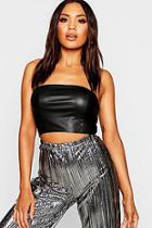 Boohoo Leather Look Seamed Bandeau