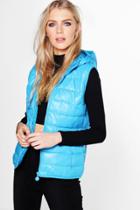 Boohoo Molly Hooded Sleeveless Padded Gilet Royal
