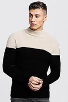 Boohoo Muscle Fit Colour Block Turtle Neck Jumper