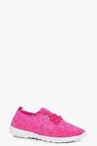Boohoo Imogen Mixed Jersey Lace Up Trainers
