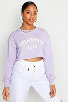 Boohoo California Slogan Cropped Sweatshirt