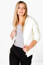 Boohoo Lois Wet Look Lightweight Bubble Coat Cream