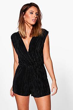 Boohoo Zoe Pleated Shoulder Playsuit