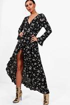 Boohoo Petite Tilly Ditsy Floral Maxi Woven Wrap Dress