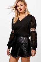 Boohoo Morgan Metallic Chain Trim Blouse