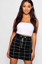 Boohoo Petite Check Ring Pull A Line Skirt