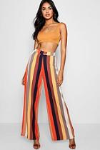 Boohoo Lea Tonal Stripe Woven Wide Leg Trouser