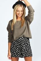 Boohoo Anabelle Daisy Print Jersey Culottes Black