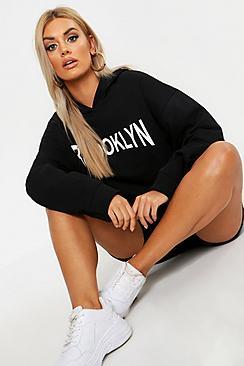 Boohoo Plus Brooklyn Brushed Back Draw Cord Sweat