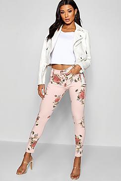 Boohoo Pink Floral Skinny Jean