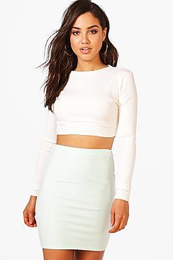 Boohoo Isabelle Basic Pastel Scuba Mini Skirt