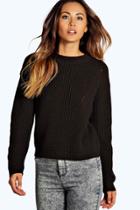Boohoo Linda Open Knit Turtle Neck Jumper Black