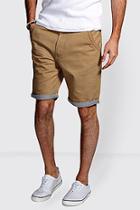 Boohoo Chino Shorts With Stripe Turn Ups