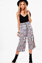 Boohoo Fearne Jersey Printed Culottes Navy