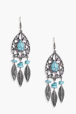 Boohoo Victoria Stone Detail Dreamcatcher Earrings