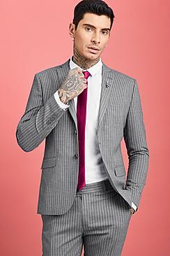 Boohoo Wide Stripe Skinny Fit Suit Blazer