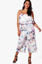 Boohoo Plus Zoe Double Layer  Floral Culotte Jumpsuit