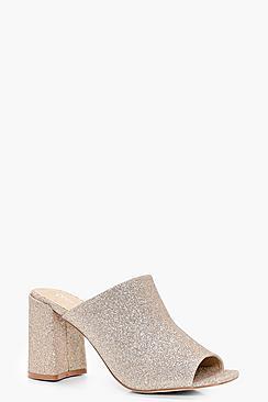 Boohoo Lauren Shimmer Flared Heel Mule