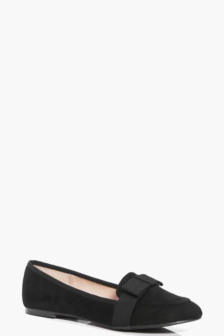 Boohoo Orla Bow Trim Loafer Black