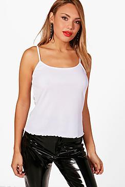 Boohoo Amy Basic Rib Ruffle Hem Cami