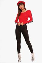 Boohoo Hope Biker Panelled Leather Look Skinny Trousers