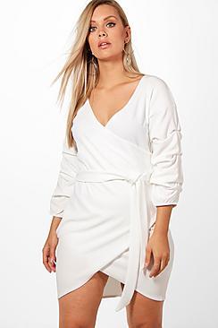 Boohoo Plus Rosie Tie Detail Wrap Dress