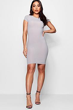 Boohoo Orlaith Cap Sleeved Rib Bodycon Dress
