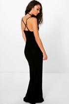 Boohoo Tall Kizzie Cross Back Strappy Maxi Dress Black