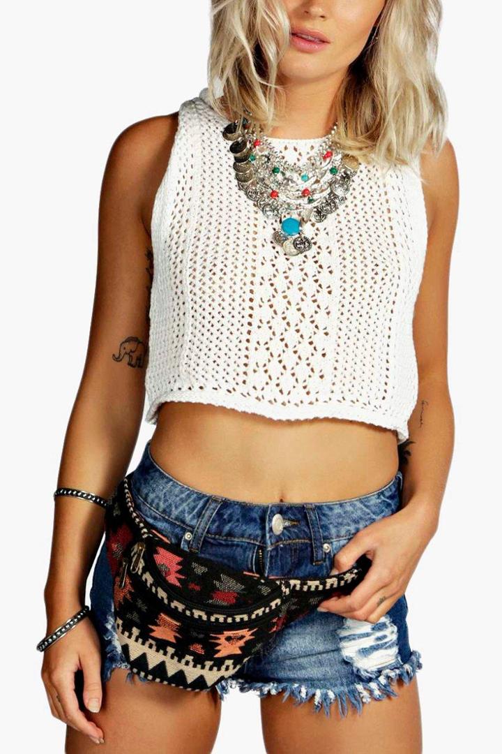 Boohoo Anna Dark Aztec Bum Bag Multi