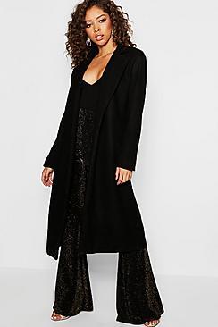 Boohoo Longline Collared Wool Look Coat