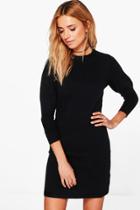Boohoo Ava Knitted Jumper Dress Black