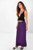 Boohoo Helen Jersey Contrast Waistband Maxi Skirt Purple