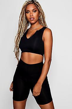 Boohoo Lola Ribbed Raw Edge Crop Top