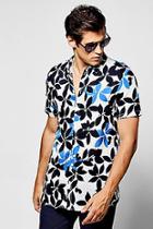 Boohoo Short Sleeve Contrast Leaf Print Shirt