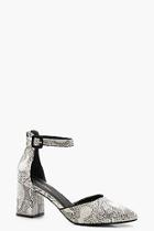 Boohoo Snake Block Heel Pointed Ballets
