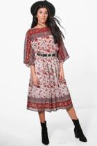 Boohoo Boutique Cesca Sequined Printed Midi Dress Multi
