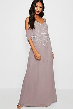 Boohoo Boutique Embellished Waist Maxi Dress