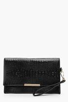 Boohoo Louisa Patent Mock Croc Flap Clutch
