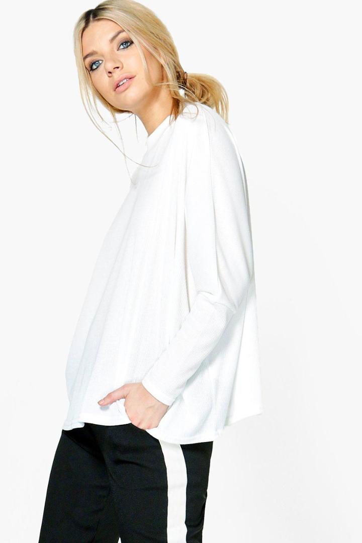 Boohoo Maisie Oversized Batwing Rib Tee Ivory