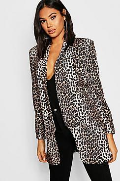 Boohoo Tall Leopard Print Tailored Blazer